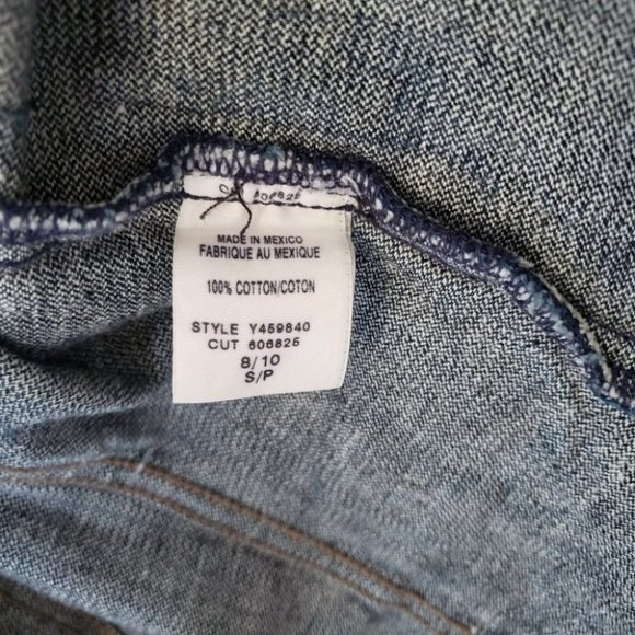 Guess denim jacket undone raw hem flared sleeve dark wash sz S - Picture 8 of 8